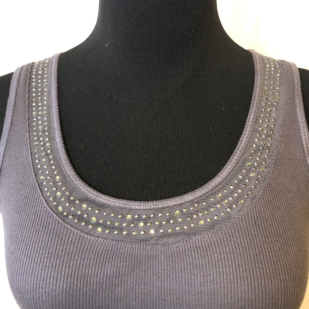 Express Sexy Basic Ribbed Rhinestone Tank Top - M - Picture 3 of 13
